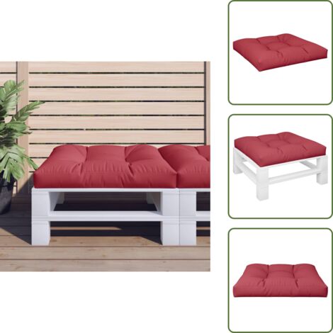 The Living Store Cojín para sofá de palets de tela rojo tinto 70x70x12 cm - Cojín exterior