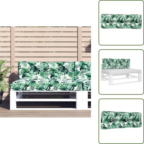 The Living Store Cojín para sofá de palets tela estampado de hojas 120x40x12 cm - Cojín exterior
