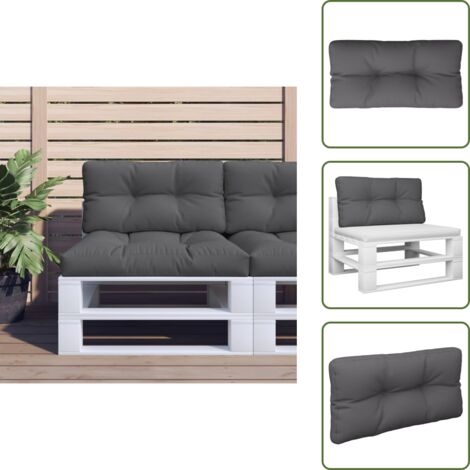 The Living Store Cojín para sofá de palets tela gris antracita 80x40x12 cm - Cojín exterior