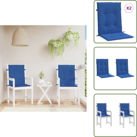 The Living Store Cojín silla jardín respaldo bajo 2 uds tela Oxford azul - Cojín de silla