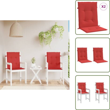 The Living Store Cojín silla jardín respaldo bajo 2 uds tela Oxford rojo - Cojín de jardín