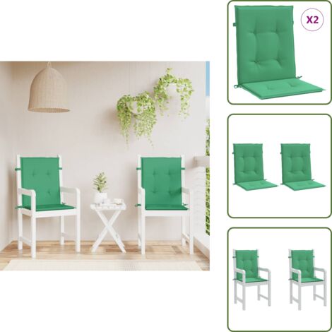 The Living Store Cojín silla jardín respaldo bajo 2 uds tela Oxford verde - Cojín de silla