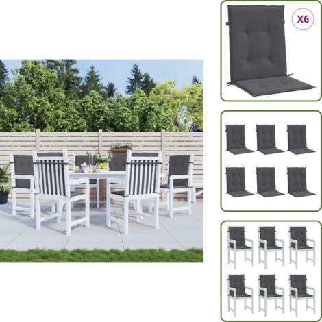The Living Store Cojín silla jardín respaldo bajo 6 uds tela Oxford antracita - Cojín de jardín