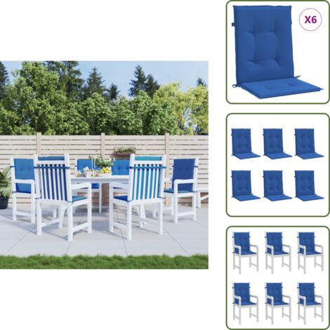 The Living Store Cojín silla jardín respaldo bajo 6 uds tela Oxford azul - Cojín de jardín