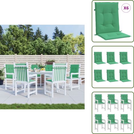 The Living Store Cojín silla jardín respaldo bajo 6 uds tela Oxford verde - Cojín de silla