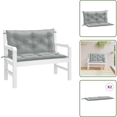 The Living Store Cojines banco jardín 2 uds tela gris claro melange 100x50x7 cm - Cojines de jardín
