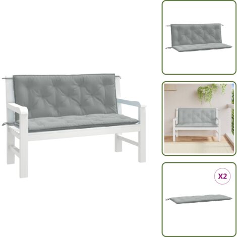 The Living Store Cojines banco jardín 2 uds tela gris claro melange 120x50x7 cm - Cojín de banco
