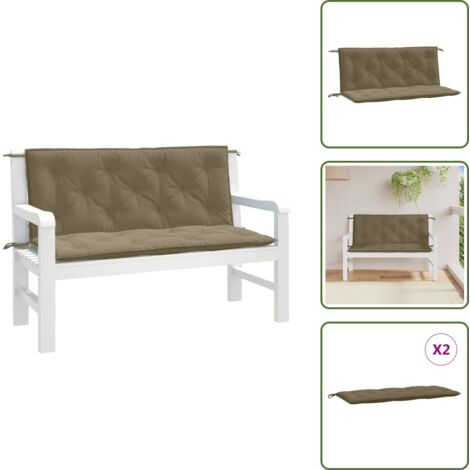 The Living Store Cojines banco jardín 2 uds tela gris taupe melange 120x50x7 cm - Cojín de exterior