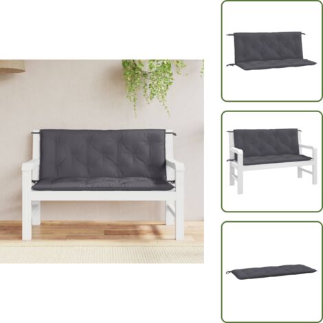 The Living Store Cojines de banco de jardín 2 uds antracita 120x50x7 cm - Cojines para banco