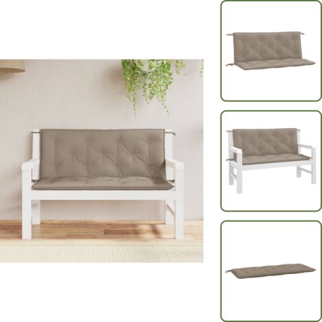 The Living Store Cojines de banco de jardín 2 uds tela Oxford taupé 120x50x7 cm - Cojines para banco
