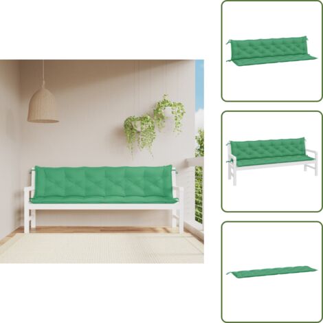 The Living Store Cojines de banco de jardín 2 uds tela Oxford verde 200x50x7 cm - Cojines de exterior