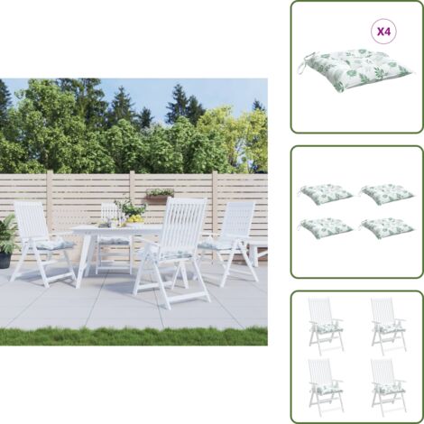 The Living Store Cojines de silla 4 uds tela Oxford estampado hojas 50x50x7 cm - Cojines de jardín