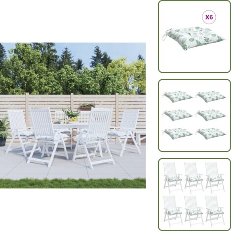 The Living Store Cojines de silla 6 uds tela Oxford estampado hojas 50x50x7 cm - Cojines de jardín