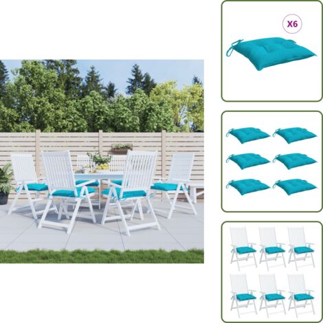 The Living Store Cojines de silla 6 uds tela Oxford turquesa 50x50x7 cm - Cojines de jardín
