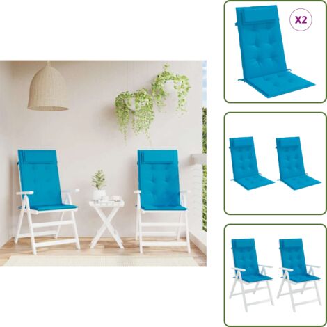 The Living Store Cojines de silla con respaldo alto 2 uds tela Oxford azul claro - Cojines de jardín