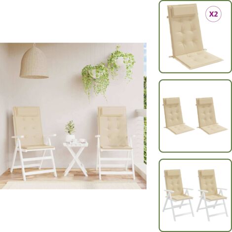 The Living Store Cojines de silla con respaldo alto 2 uds tela Oxford beige - Cojines de silla