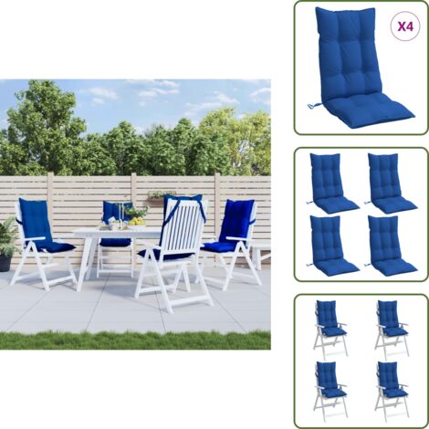 The Living Store Cojines de silla con respaldo alto 4 uds tela Oxford azul klein - Cojines de jardín
