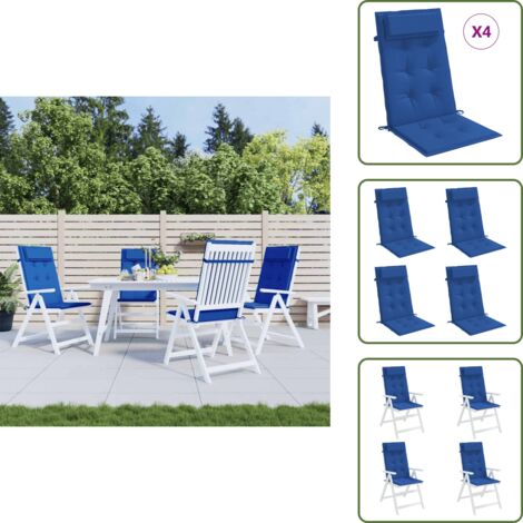 The Living Store Cojines de silla con respaldo alto 4 uds tela Oxford azul klein - Cojines de silla