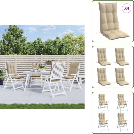 The Living Store Cojines de silla con respaldo alto 4 uds tela Oxford beige - Cojines de jardín