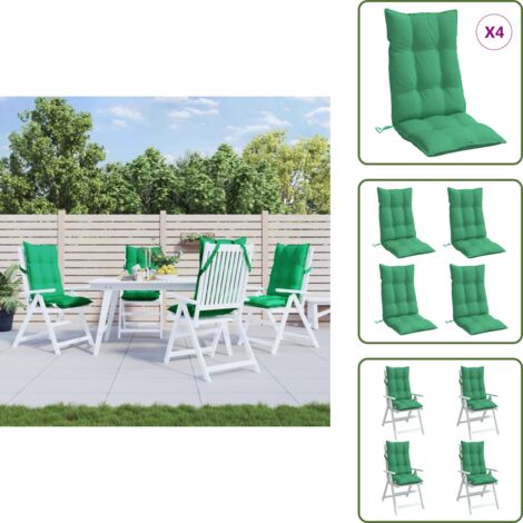 The Living Store Cojines de silla con respaldo alto 4 uds tela Oxford verde - Cojines de jardín