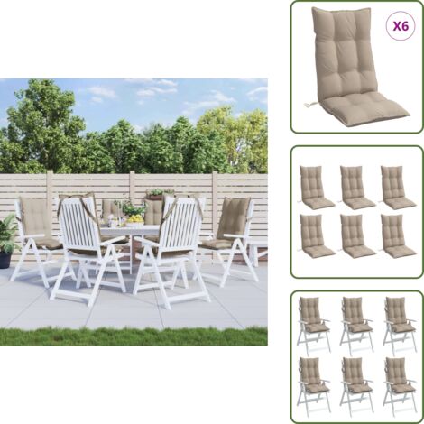 The Living Store Cojines de silla con respaldo alto 6 uds tela Oxford gris taupe - Cojines de jardín
