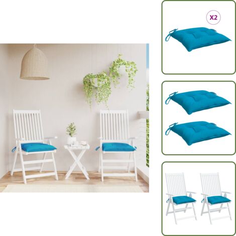 The Living Store Cojines de silla de jardín 2 uds tela Oxford azul 50x50x7 cm - Cojín de exterior