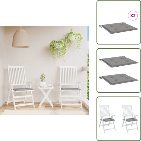 The Living Store Cojines de silla de jardín 2 uds tela Oxford gris 50x50x4 cm - Cojines de silla