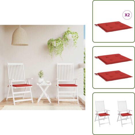The Living Store Cojines de silla de jardín 2 uds tela Oxford rojo 50x50x4 cm - Cojines de silla