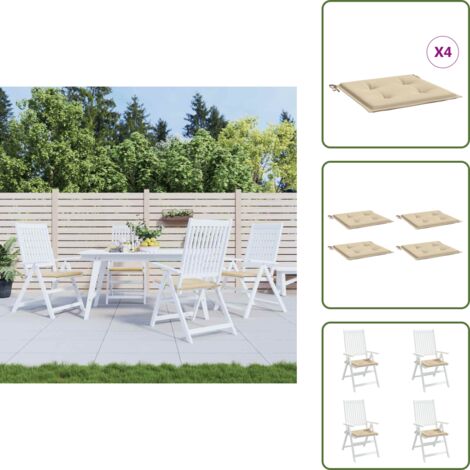 The Living Store Cojines de silla de jardín 4 uds tela beige 40x40x4 cm - Cojines de silla