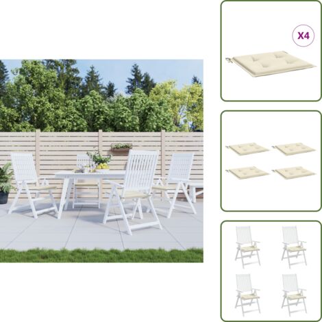 The Living Store Cojines de silla de jardín 4 uds tela Oxford crema 50x50x4 cm - Cojines de silla