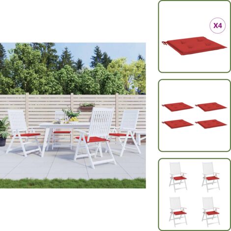 The Living Store Cojines de silla de jardín 4 uds tela Oxford rojo 50x50x4 cm - Cojín de exterior