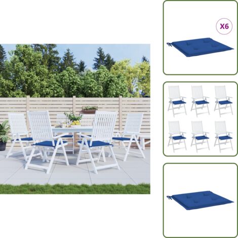 The Living Store Cojines de silla de jardín 6 uds tela Oxford azul 50x50x4 cm - Cojines de silla