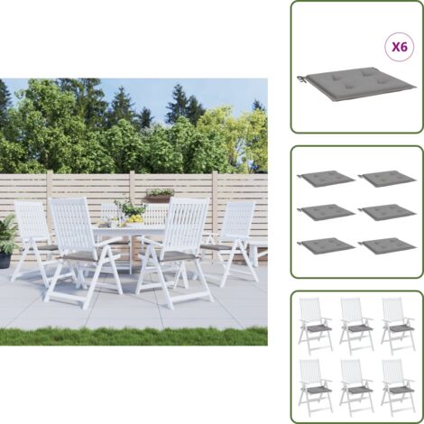 The Living Store Cojines de silla de jardín 6 uds tela Oxford gris 50x50x4 cm - Cojines de silla