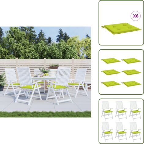 The Living Store Cojines de silla de jardín 6 uds tela Oxford verde 50x50x4 cm - Cojines de silla