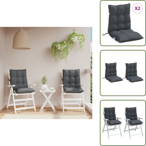 The Living Store Cojines de silla respaldo bajo 2 uds tela Oxford gris antracita - Cojines de jardín