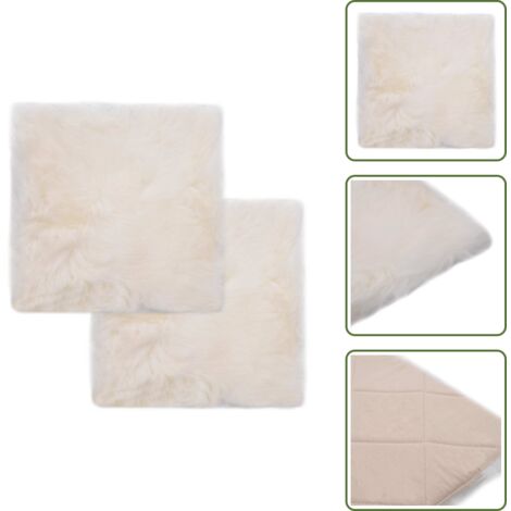 The Living Store Cojines de sillas 2 uds piel de oveja auténtica blanco 40x40 cm - Cojines de piel