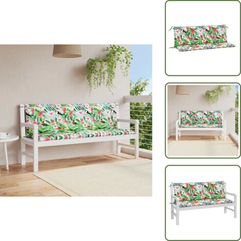 The Living Store Cojines para banco de jardín 2 uds tela multicolor 150x50x7 cm - Cojines para banco