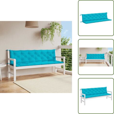 The Living Store Cojines para banco de jardín 2 uds tela turquesa 200x50x7 cm - Cojines para jardín
