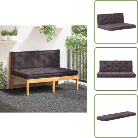 The Living Store Cojines para muebles de palets 2 unidades algodón antracita - Cojines para jardín