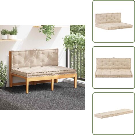 The Living Store Cojines para muebles de palets 2 unidades algodón beige - Cojines para jardín