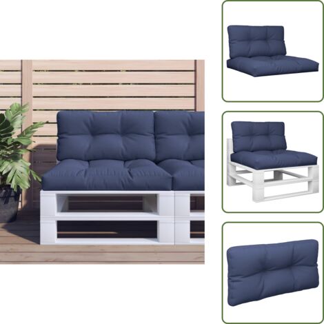 The Living Store Cojines para muebles de palets 2 unidades tela azul marino - Cojines para jardín