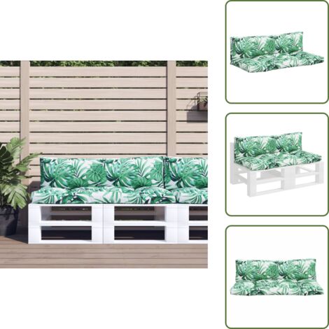 The Living Store Cojines para palets 2 unidades tela estampado de hojas - Cojín de jardín