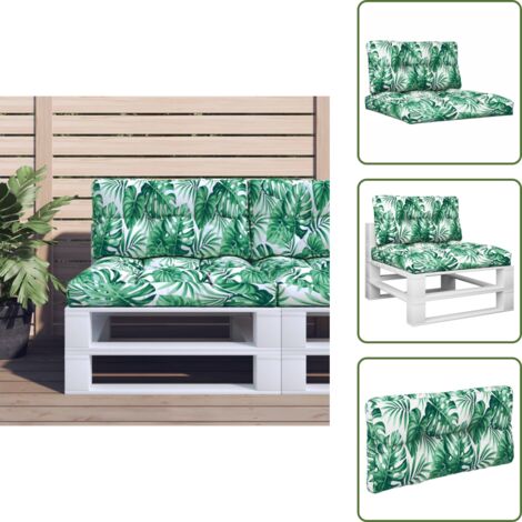 The Living Store Cojines para palets 2 unidades tela estampado de hojas - Cojines para patio