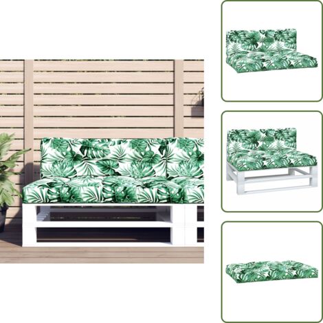 The Living Store Cojines para palets 2 unidades tela estampado de hojas - Cojines para patio