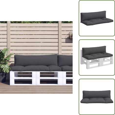 The Living Store Cojines para palets 2 unidades tela gris antracita - Cojín para jardín