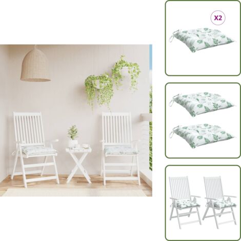 The Living Store Cojines para silla 2 uds tela estampado de hojas 40x40x7 cm - Cojines de jardín