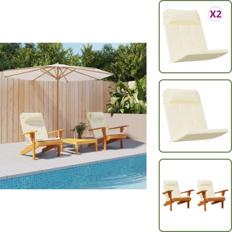 The Living Store Cojines para silla Adirondack 2 uds tela Oxford color crema - Cojines para jardín