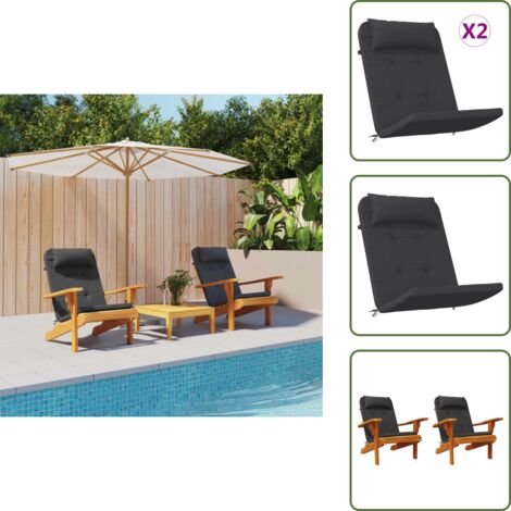 The Living Store Cojines para silla Adirondack 2 uds tela Oxford negro - Cojines para jardín