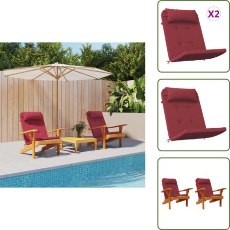 The Living Store Cojines para silla Adirondack 2 uds tela Oxford rojo tinto - Cojines para jardín
