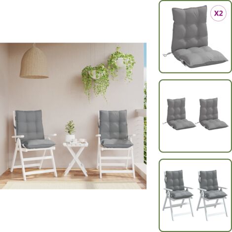 The Living Store Cojines para silla con respaldo bajo 2 uds tela Oxford gris - Cojines de jardín